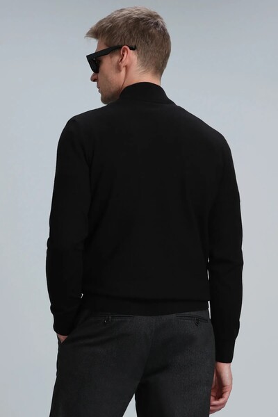 Port Half Fisherman Men's Sweater Black - Thumbnail