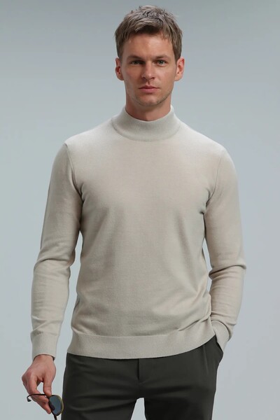 Port Half Fisherman Men's Sweater Ecru - Thumbnail