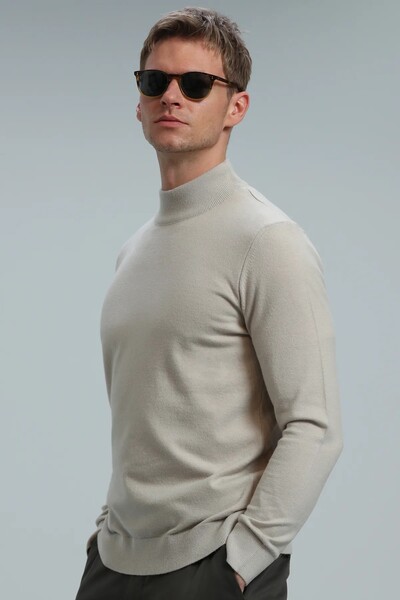 Port Half Fisherman Men's Sweater Ecru - Thumbnail