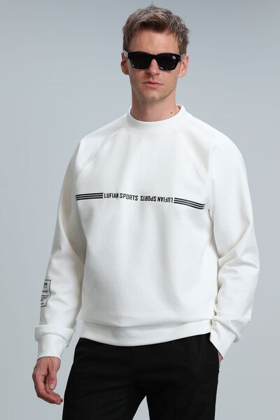 Lufian - Range Erkek Sweatshirt Kırık Beyaz