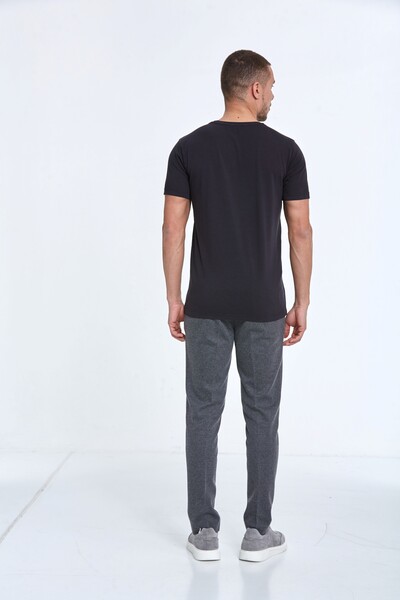 Rectangle Printed Cotton Crew Neck T-Shirt - Thumbnail