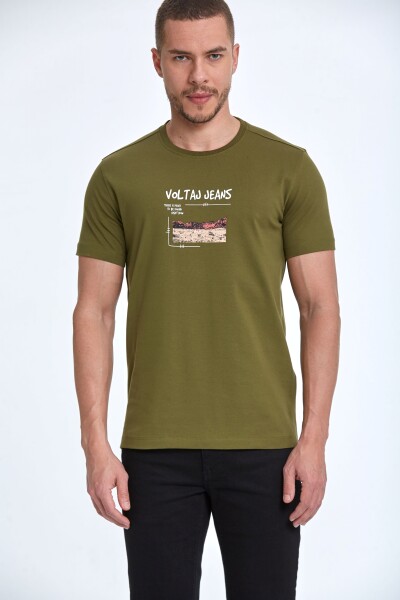 Rico Printed Men's T-Shirt Khaki - 1