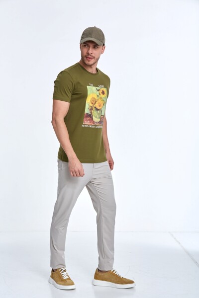 Shein Printed Men's T-Shirt Khaki - 2