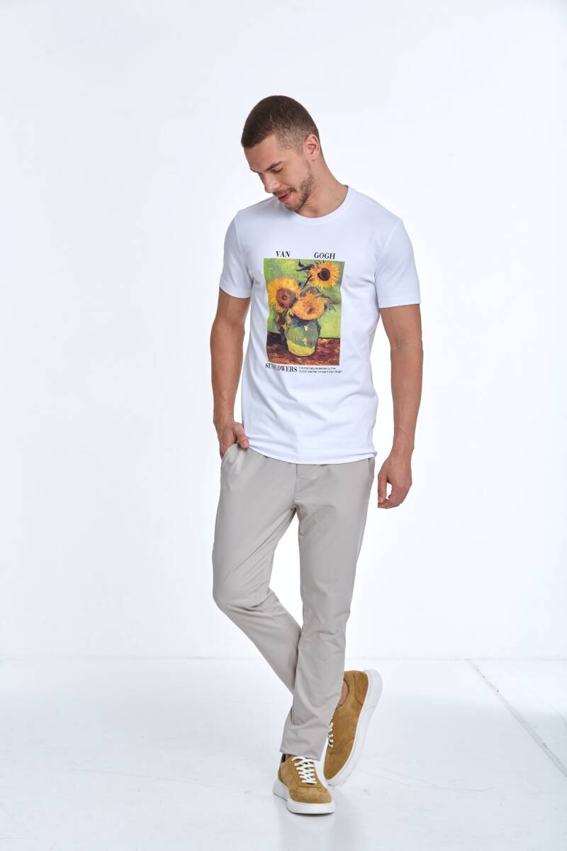 Shein Printed Men's T-Shirt White - 4