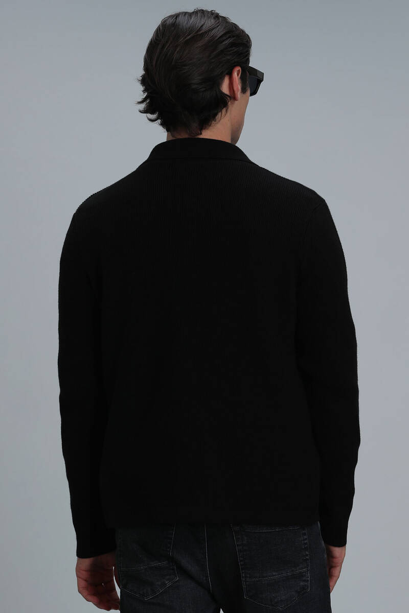 Solid Men's Cardigan Black