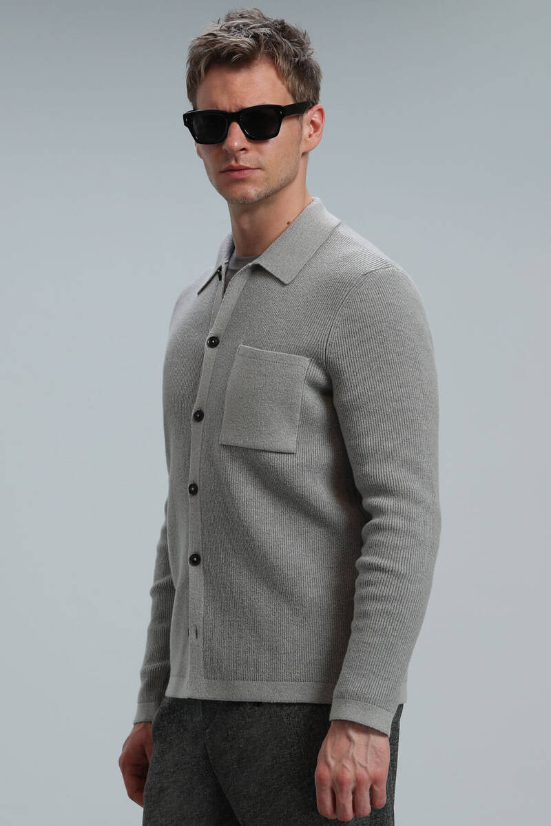 Solid Men's Cardigan Mink