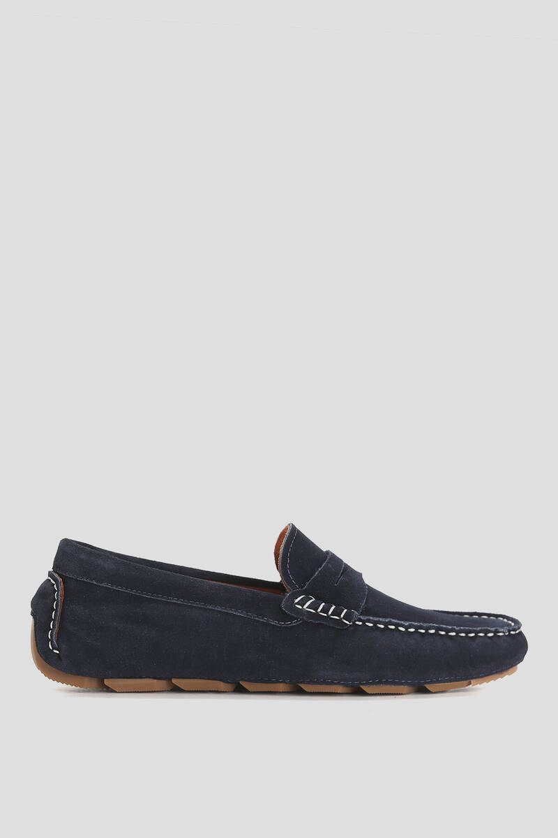 Stroll Men's Leather Loafer Shoes Navy Blue