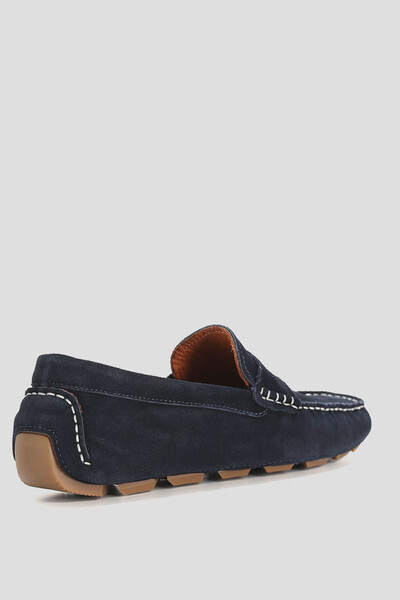 Stroll Men's Leather Loafer Shoes Navy Blue - Thumbnail