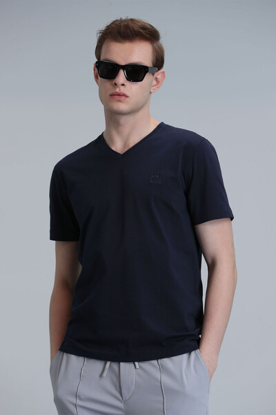 Tuna Modern Grafik T-Shirt Lacivert - 1