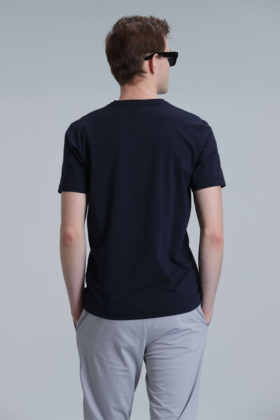 Tuna Modern Grafik T-Shirt Lacivert - 6