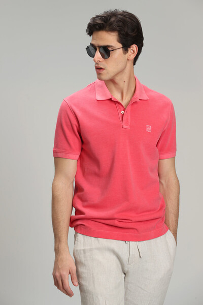 LUFIAN - Vernon Sports Polo Neck Men's T-Shirt Coral (1)