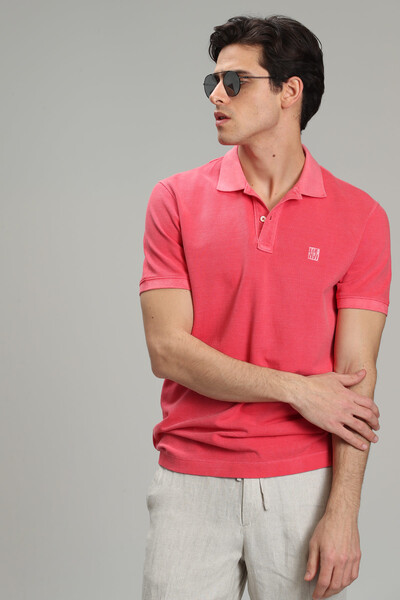 Vernon Sports Polo Neck Men's T-Shirt Coral - Thumbnail