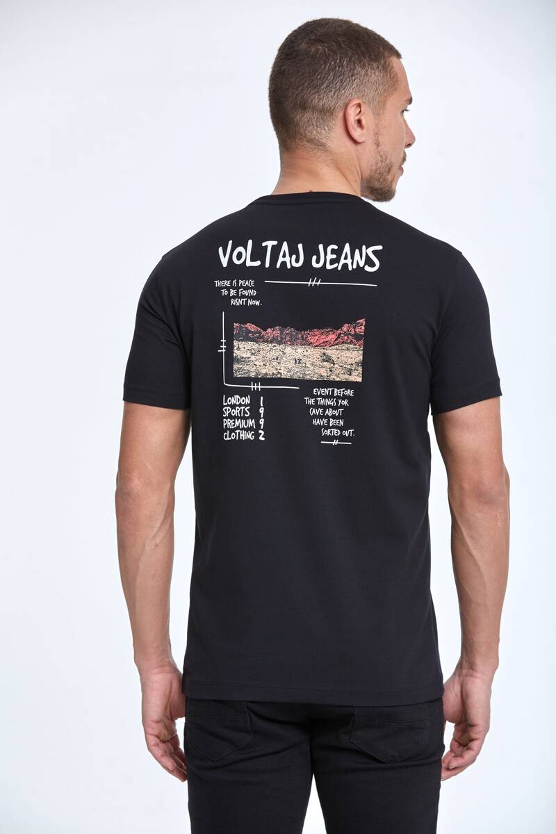 Voltaj Jeans Baskılı Bisiklet Yaka Tişört